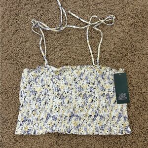 NWT Wild Fable Floral Ruched Cropped Top